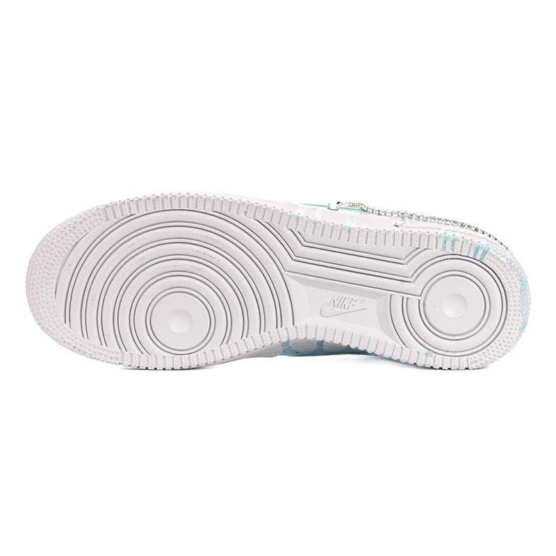 [Custom Blue drops]  Air Force 1 Skateboarding Shoes Women's Low-top Blue