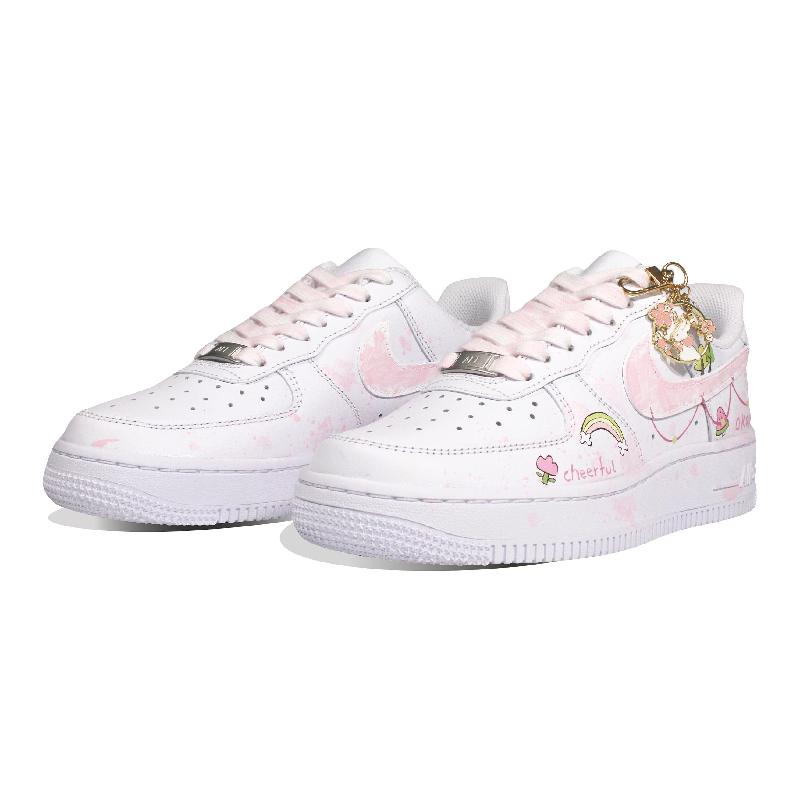 [Custom Sweet Dream]  Air Force 1 Skateboarding Shoes Women's Low-top White/Pink