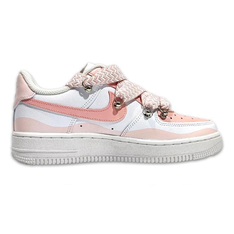 [Custom Pink Cherry Blossom Air Force]  Air Force 1 Skateboarding Shoes Women's Low-top Cherry Blossom Powder