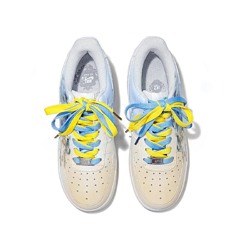 [Custom Flower oil painting]  Air Force 1 Skateboard Shoes Women's Low-Top