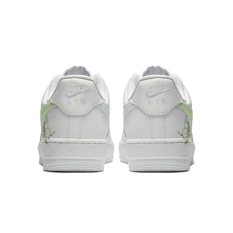 [Custom Green butterfly]  Air Force 1 Skateboarding Shoes Women's Low-top White/green