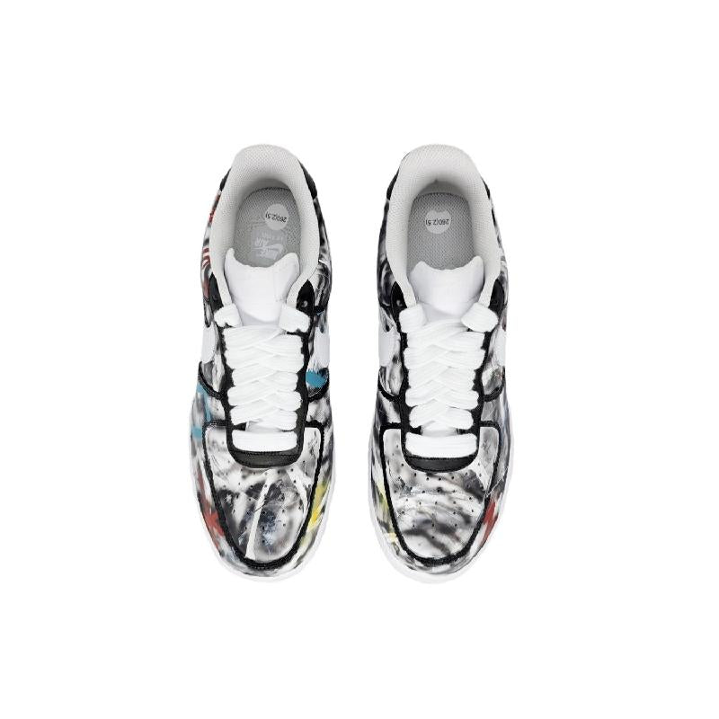 [Custom Hand-drawn style]  Air Force 1 Skateboard Shoes Women's Low-Top White/Black