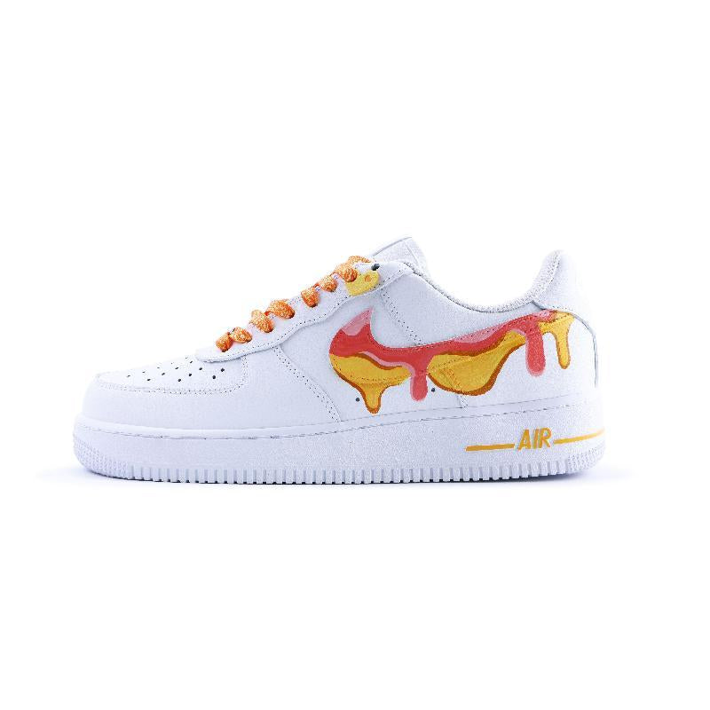 [Custom Delicious doughnut]  Air Force 1 Skateboarding Shoes Women's Low-top White/orange