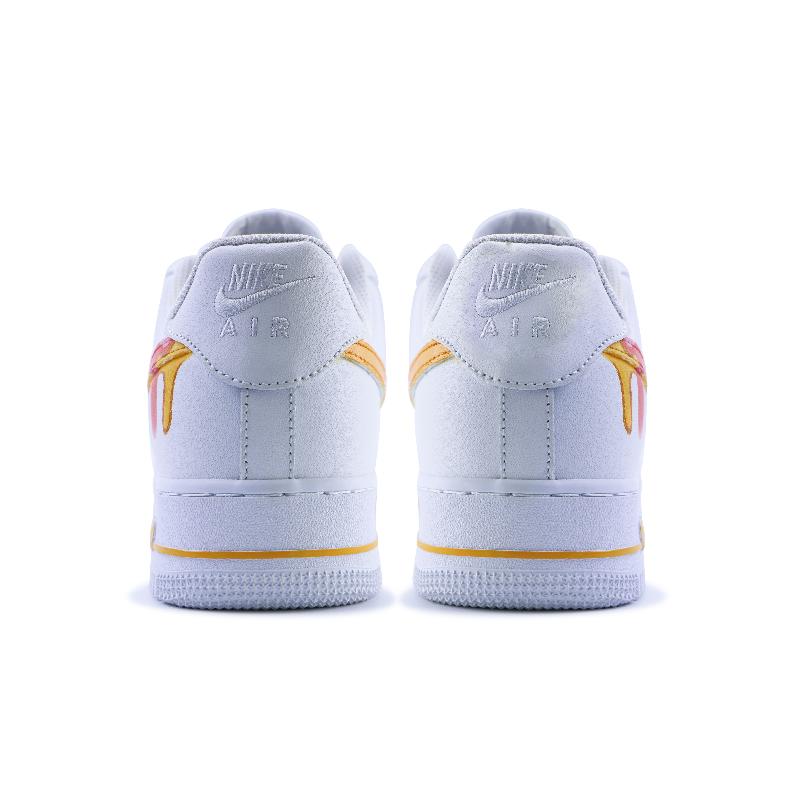 [Custom Delicious doughnut]  Air Force 1 Skateboarding Shoes Women's Low-top White/orange