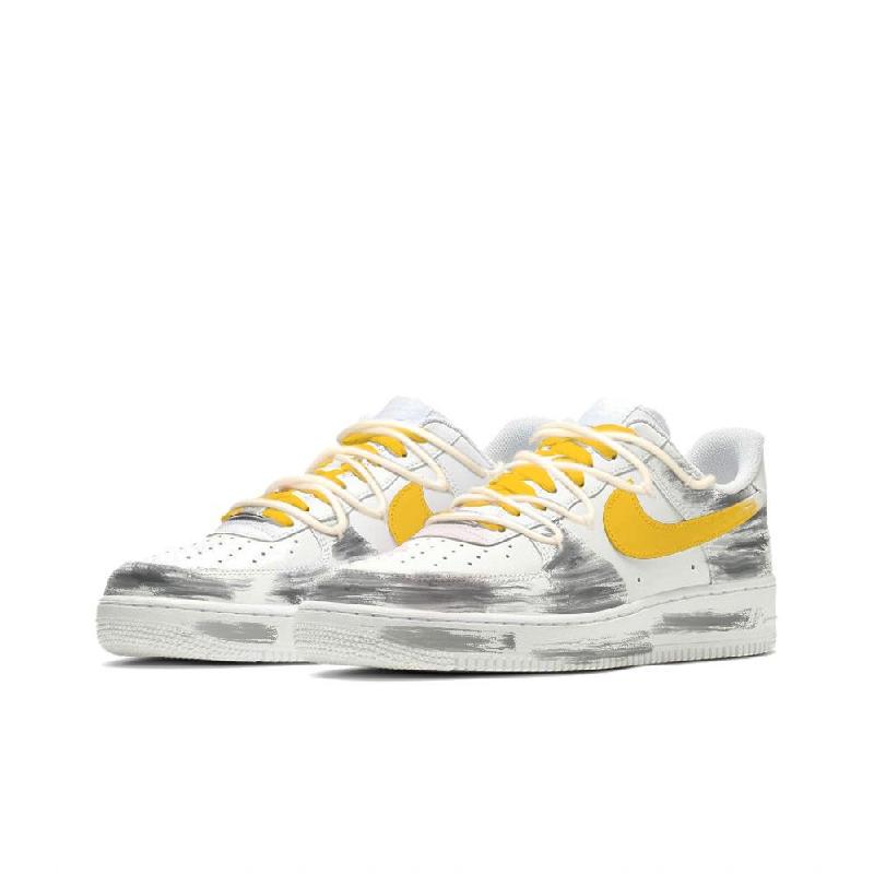 [Custom Deconstruction of Egg Yolk Pie]  Air Force 1 Skateboard Shoes Women's Low-Top Yellow/White