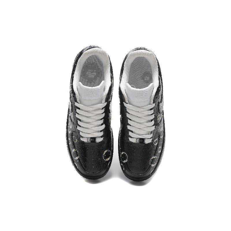 [Custom Female graffiti bubble]  Air Force 1 Skateboarding Shoes Women's Low-top Black