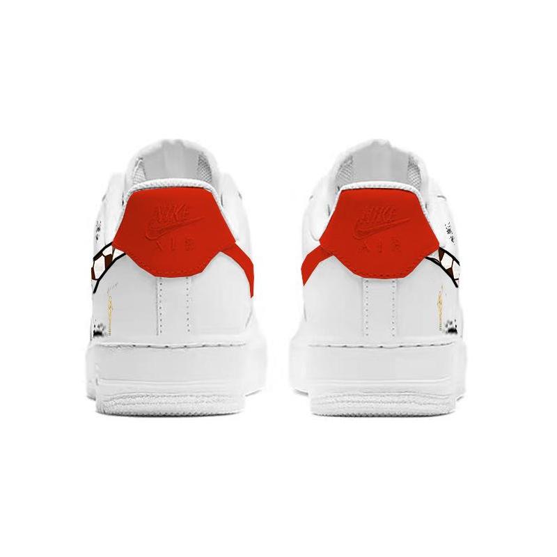[Custom The Chinese team]  Air Force 1 Skateboarding Shoes Women's Low-top Red/white