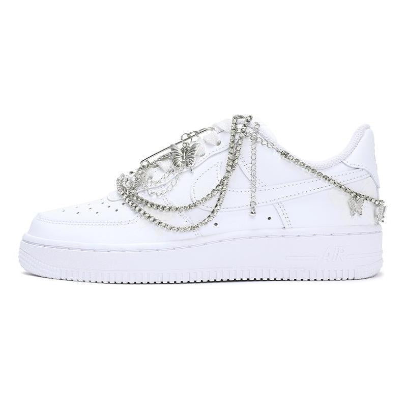 [Custom Female butterfly white]  Air Force 1 Skateboarding Shoes Women's