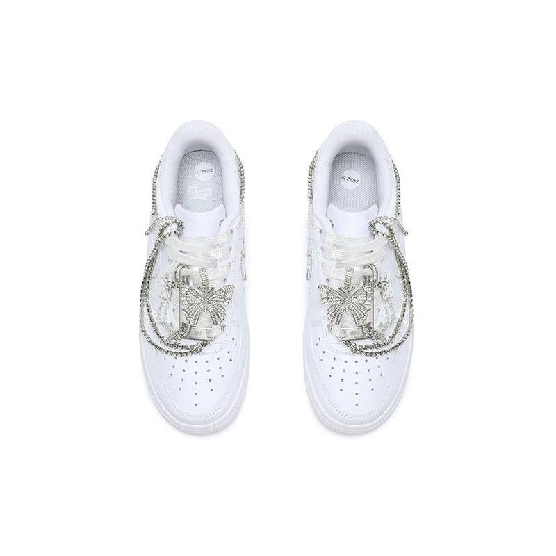 [Custom Female butterfly white]  Air Force 1 Skateboarding Shoes Women's