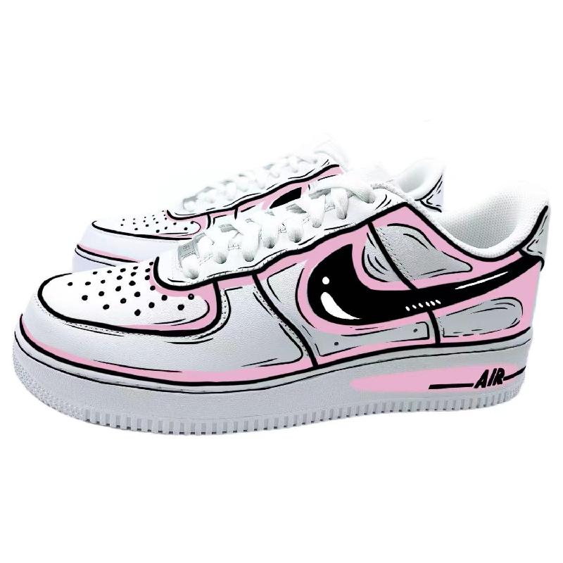 [Custom Female 2D pink style]  Air Force 1 Skateboarding Shoes Women's