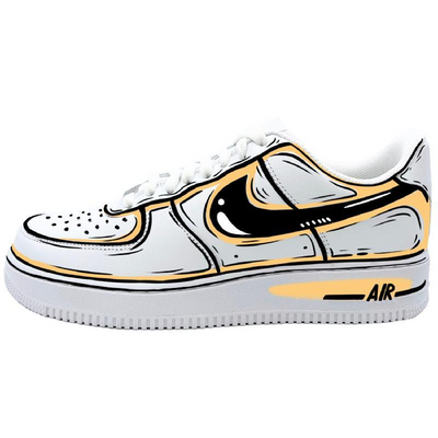 [Custom Female 2D yellow style]  Air Force 1 Skateboarding Shoes Women's