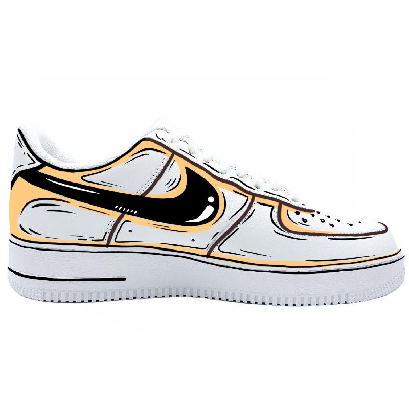 [Custom Female 2D yellow style]  Air Force 1 Skateboarding Shoes Women's