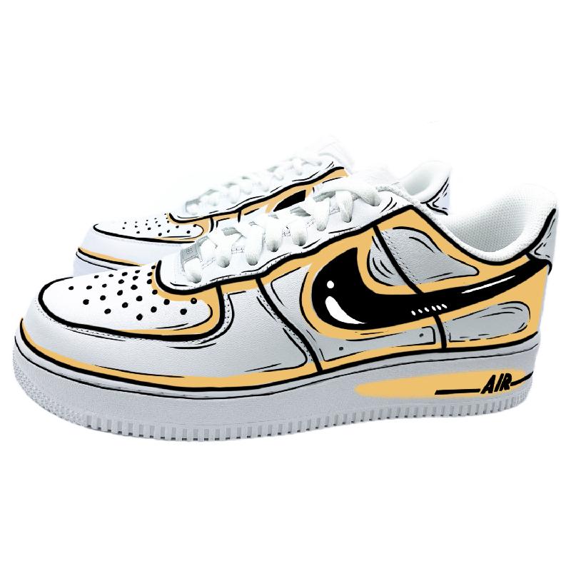 [Custom Female 2D yellow style]  Air Force 1 Skateboarding Shoes Women's