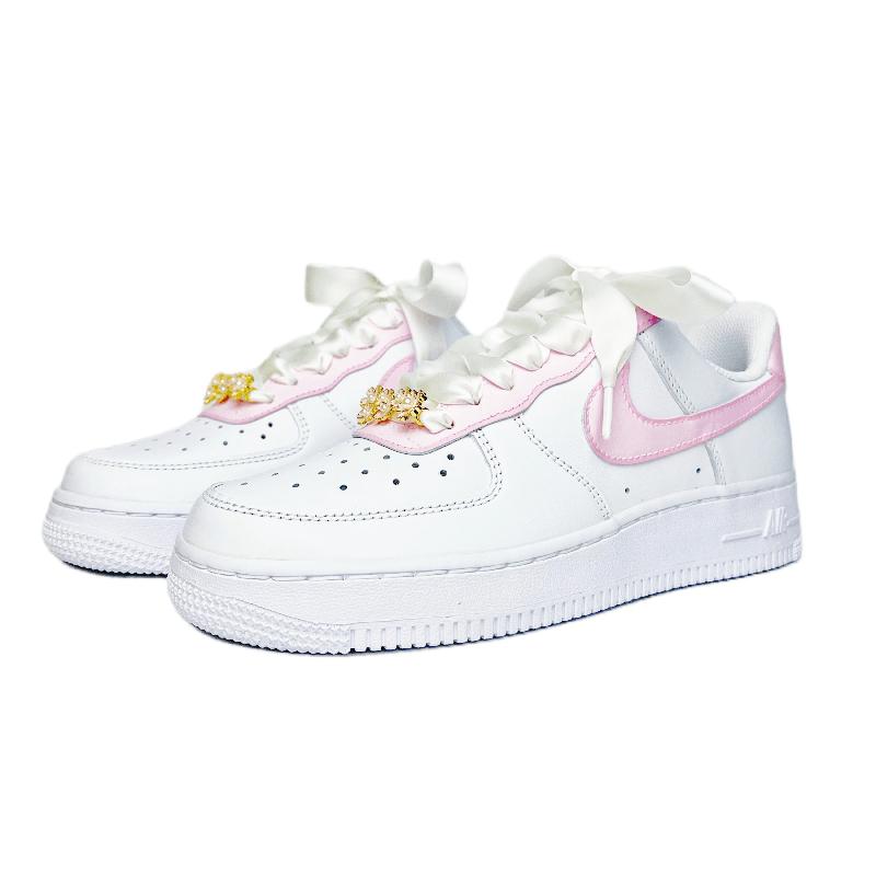 [Custom Spring cherry blossoms paired with pearls]  Air Force 1 Skateboarding Shoes Women's