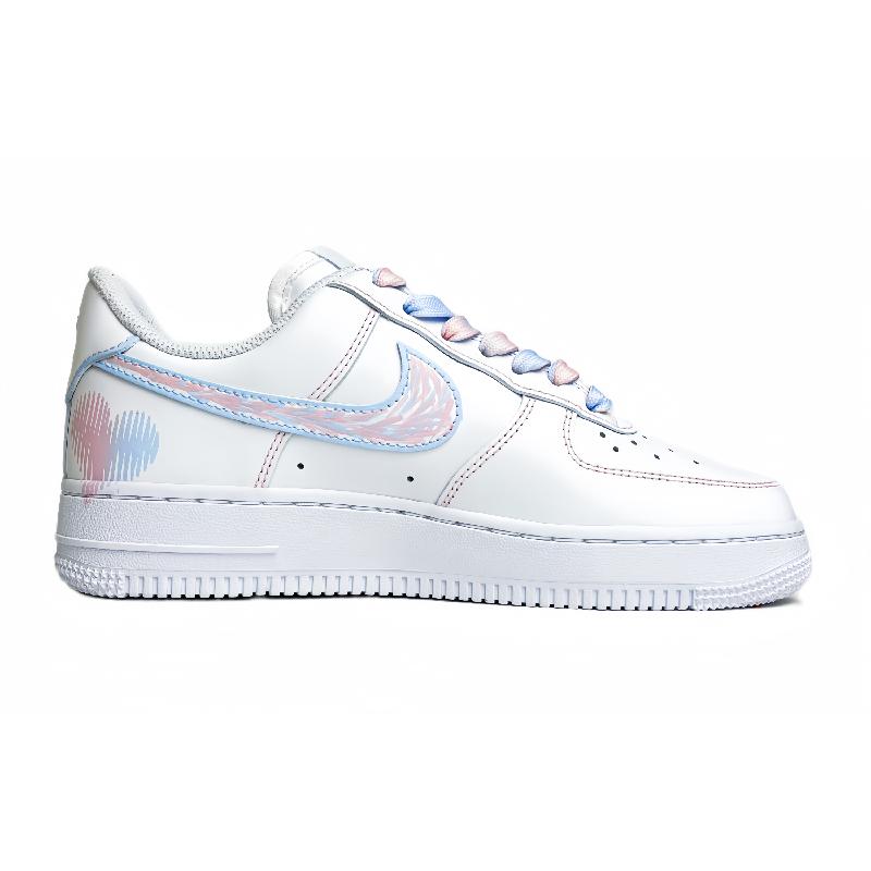 [Custom Crayon Pink and Blue Heartwarming Little Rabbit -  Air Force 1 Skateboarding Shoes Women's