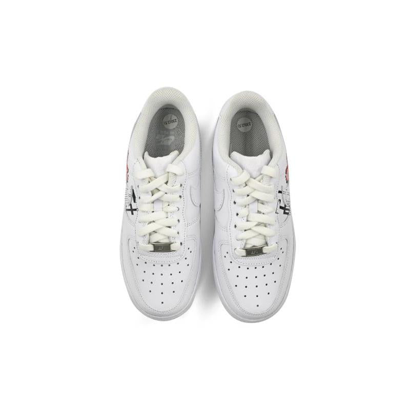[Custom Women's pink heart-shaped QD]  Air Force 1 Skateboarding Shoes Women's Low-top White/powder
