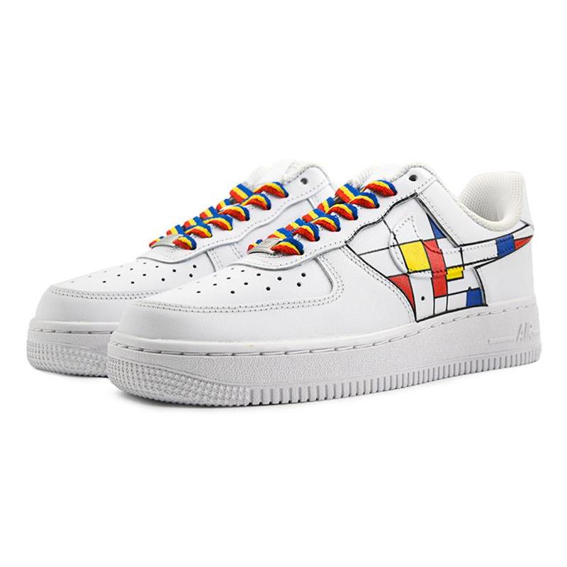 [Custom Women's Montrion QD]  Air Force 1 Skateboarding Shoes Women's Low-top White/Red/Blue/Yellow