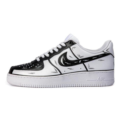 [Custom AF1 Yin-Yang 2D Black and White]  Air Force 1 Skateboarding Shoes Women's Low-top Black/White
