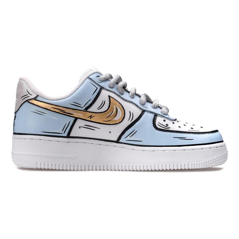 [Custom Frozen 2D blue and white]  Air Force 1 Skateboarding Shoes Women's