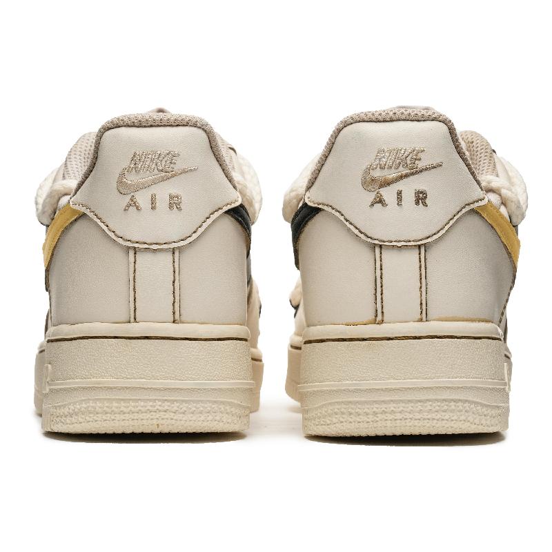 [Custom The women's coffee is bright yellow]  Air Force 1 Skateboard Shoes Women's Low-Top Beige/Yellow