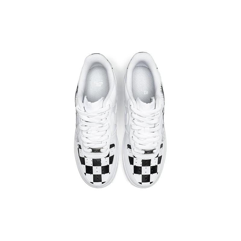 [Custom Female eye checkered black and white]  Air Force 1 Skateboarding Shoes Women's Low-top White/Black