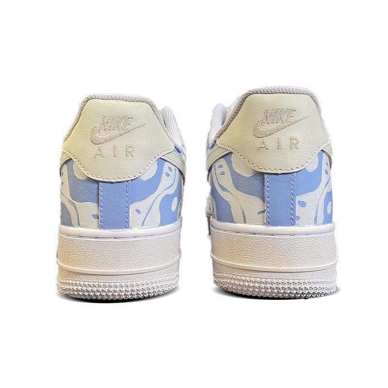 [Custom "Happy energy"]  Air Force 1 Skateboarding Shoes Women's Low-top White/Royal Blue/Fern Green