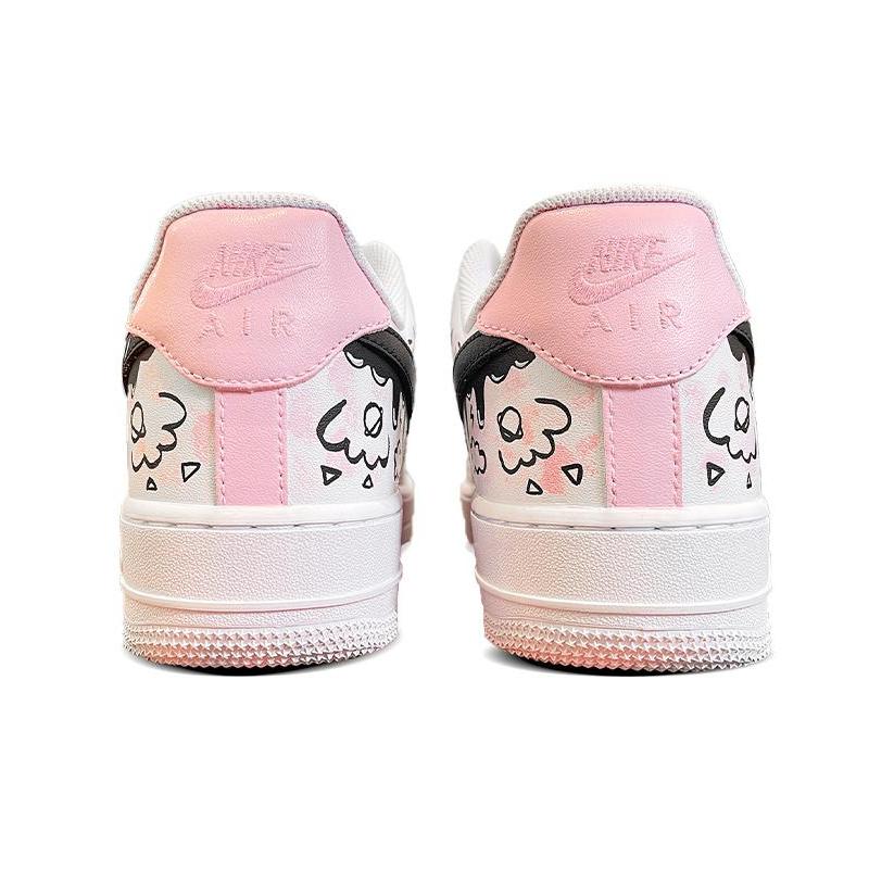 [Custom Sweetheart Chocolate]  Air Force 1 Skateboarding Shoes Women's Low-top Black/powder