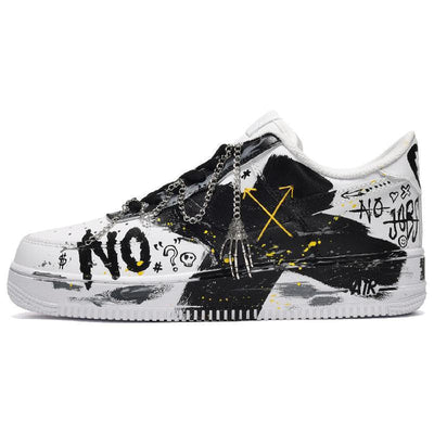 [Custom freehand crossover in black and white]  Air Force 1 Skateboarding Shoes