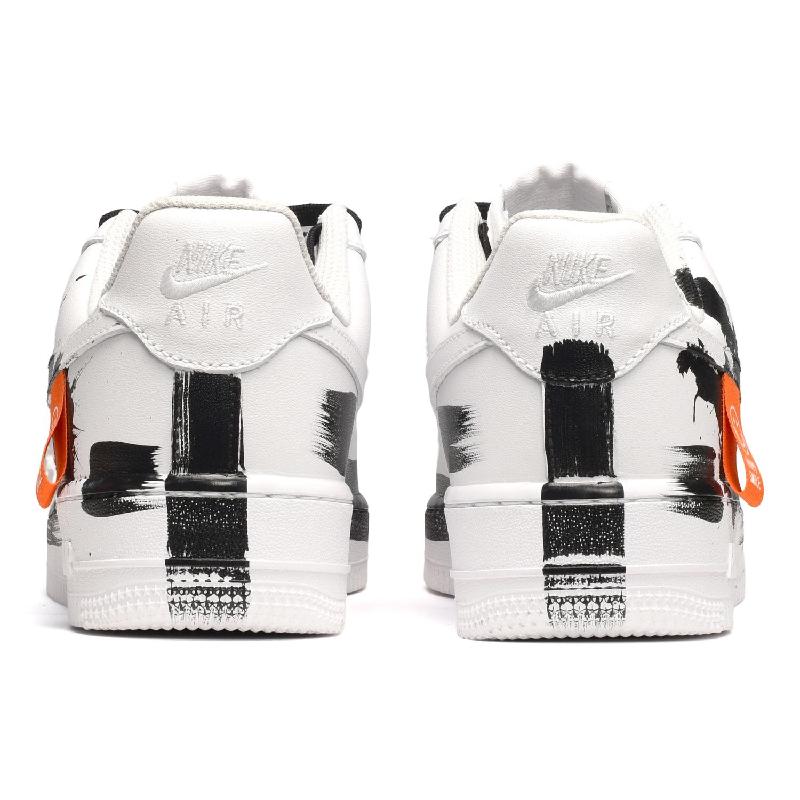 [Custom Freehand Brushwork]  Air Force 1 Skateboarding Shoes Low-top Black/White