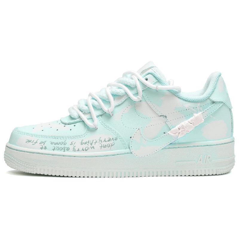 [Custom Women's scratch-off card with a cross in white and green]  Air Force 1 Skateboarding Shoes Women's