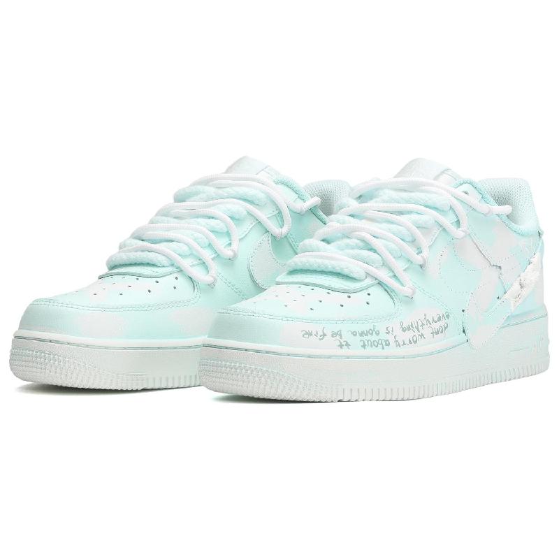 [Custom Women's scratch-off card with a cross in white and green]  Air Force 1 Skateboarding Shoes Women's