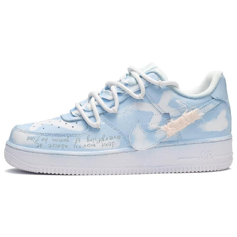 [Custom Women's scratch-off card with a cross in white and blue]  Air Force 1 Skateboarding Shoes Women's