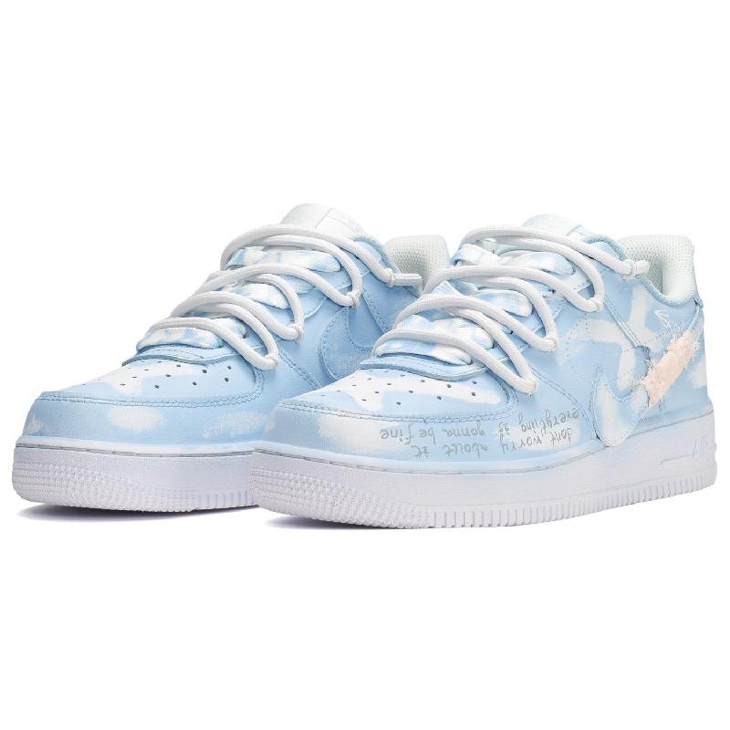 [Custom Women's scratch-off card with a cross in white and blue]  Air Force 1 Skateboarding Shoes Women's