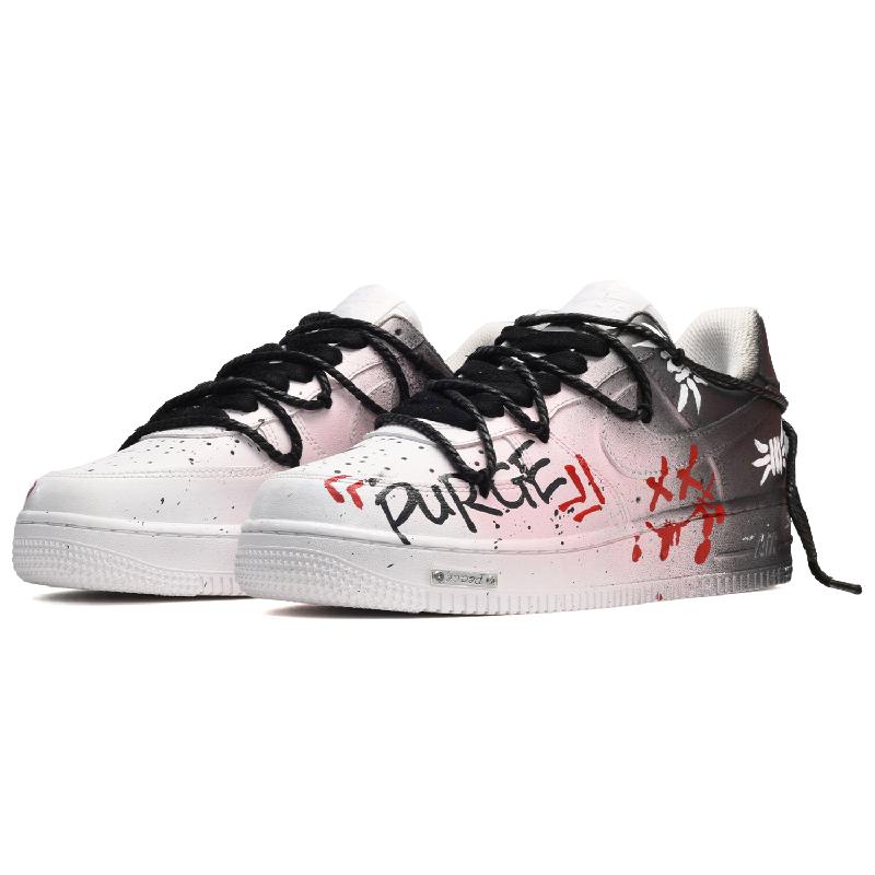 [Custom Female splash graffiti in black, white and red]  Air Force 1 Skateboarding Shoes Women's
