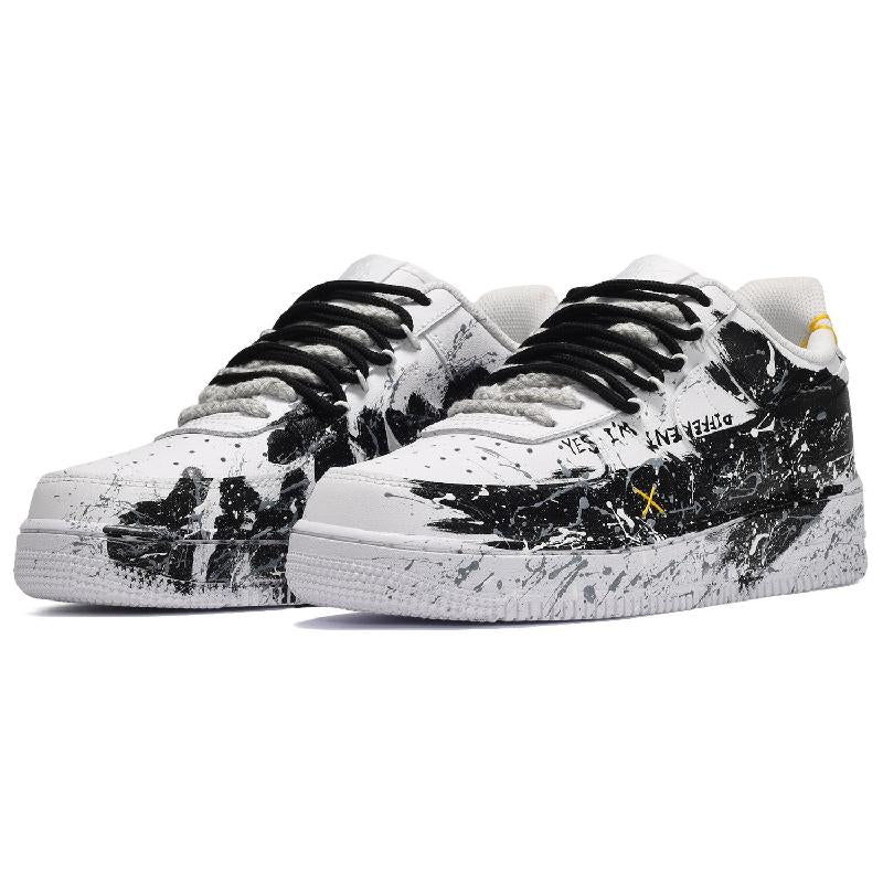 [Custom The female style has black and white arrows]  Air Force 1 Skateboarding Shoes Women's Low-top Black/white