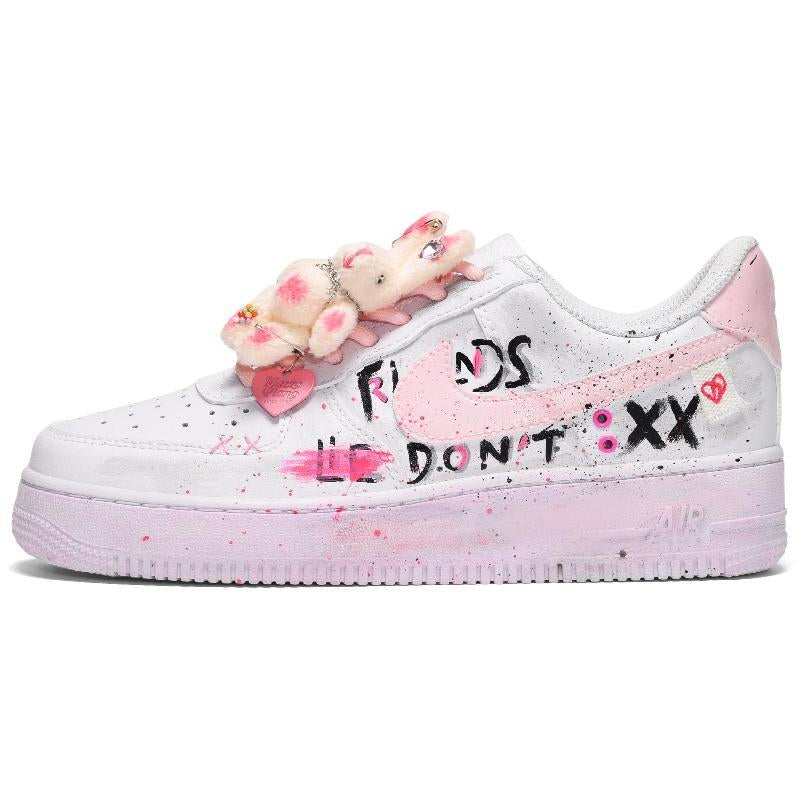 [Custom Female strawberry rabbit pink white]  Air Force 1 Skateboarding Shoes Women's Low-top Pink/white