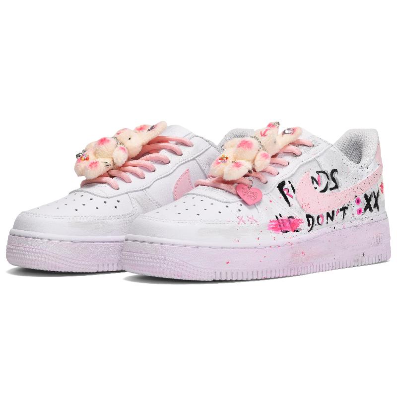 [Custom Female strawberry rabbit pink white]  Air Force 1 Skateboarding Shoes Women's Low-top Pink/white