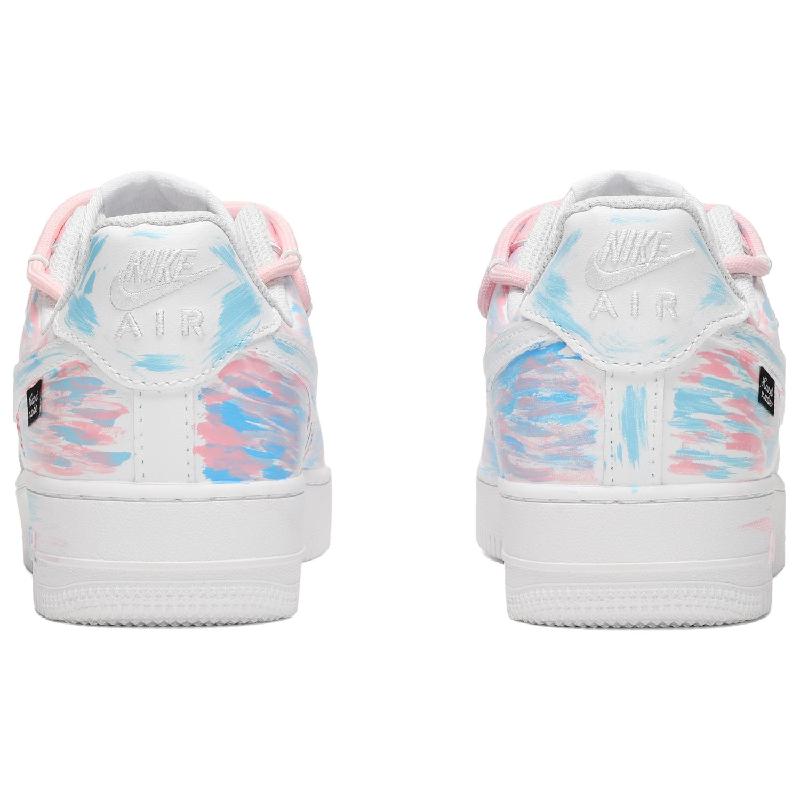 [Custom Women's Macaron Love in blue and pink]  Air Force 1 Skateboarding Shoes Women's Low-top Blue/pink