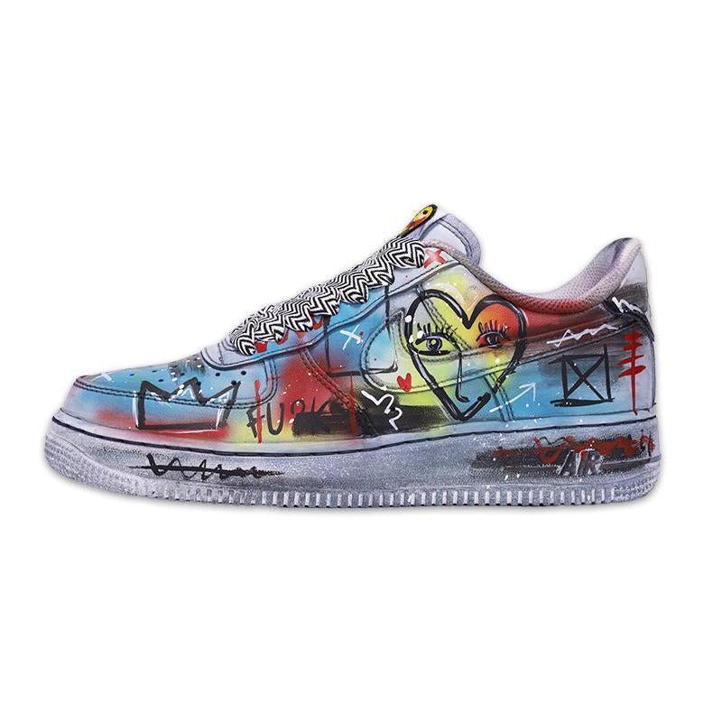 [Custom Female art graffiti in grey]  Air Force 1 Skateboarding Shoes Women's Low-top Gray