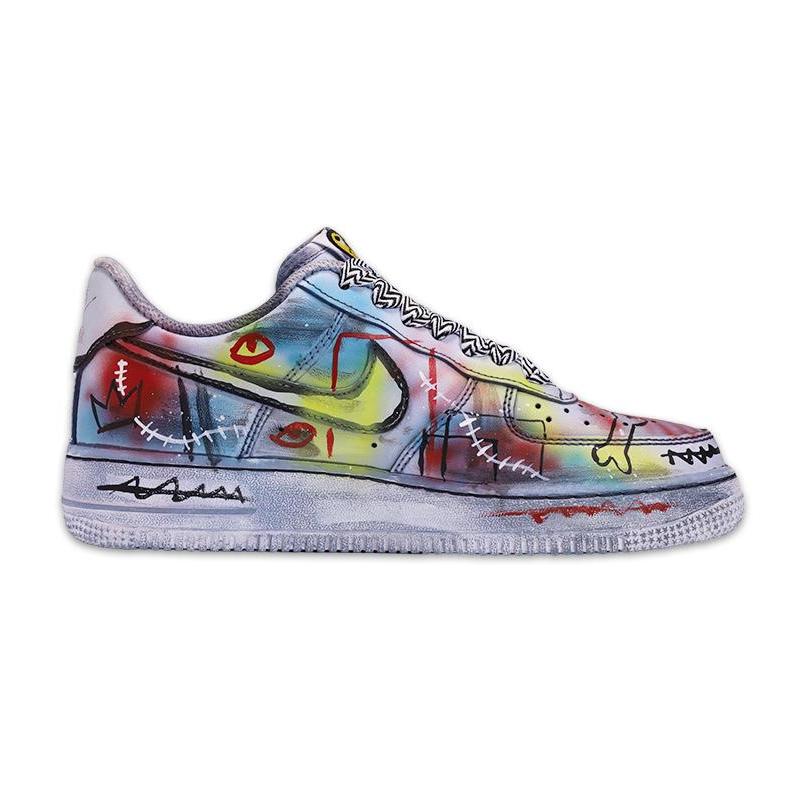 [Custom Female art graffiti in grey]  Air Force 1 Skateboarding Shoes Women's Low-top Gray