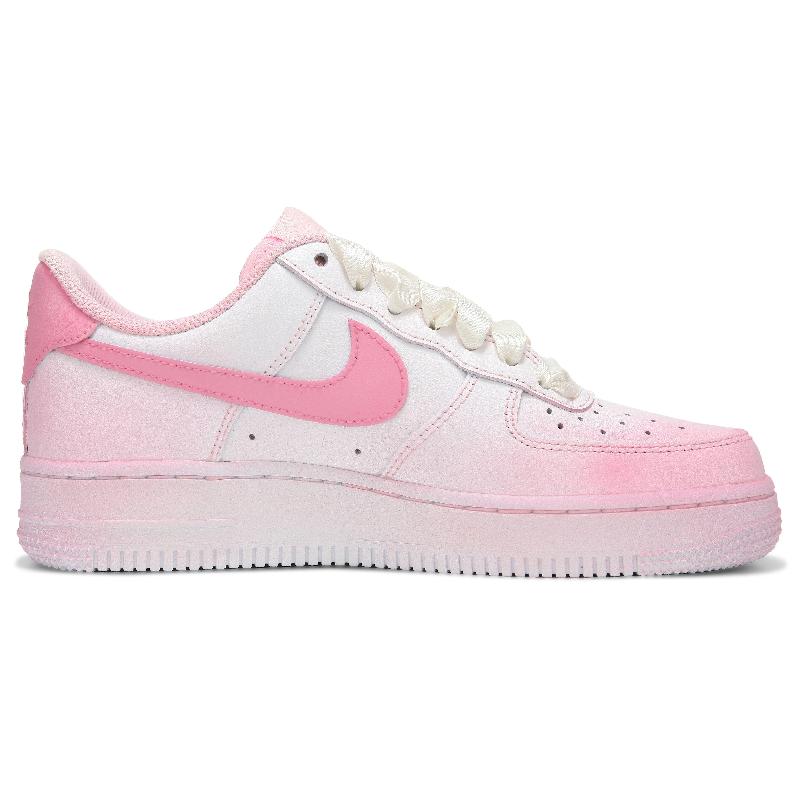 [Custom Women's pearl silk gradient powder]  Air Force 1 Skateboarding Shoes Women's