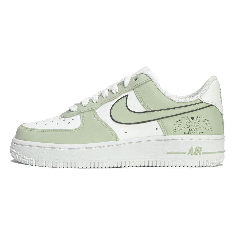 [Custom Slightly tipsy with soy milk]  Air Force 1 Skateboarding Shoes Women's Low-top White/green