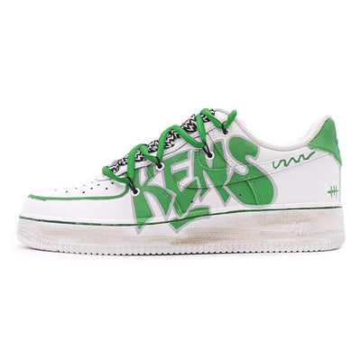 [Custom Female KENS are white and green]  Air Force 1 Skateboarding Shoes Women's Low-top White/green