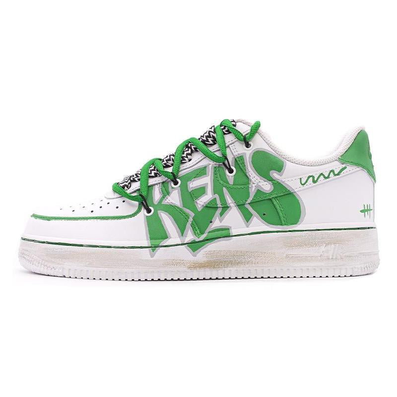 [Custom Female KENS are white and green]  Air Force 1 Skateboarding Shoes Women's Low-top White/green