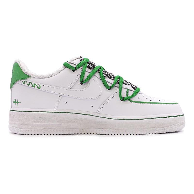[Custom Female KENS are white and green]  Air Force 1 Skateboarding Shoes Women's Low-top White/green