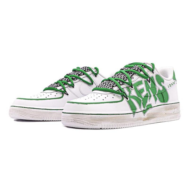 [Custom Female KENS are white and green]  Air Force 1 Skateboarding Shoes Women's Low-top White/green