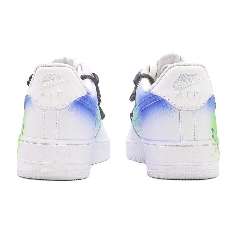 [Custom Female fluid art graffiti in blue and green pink]  Air Force 1 Skateboarding Shoes Women's Low-top Blue/green/pink