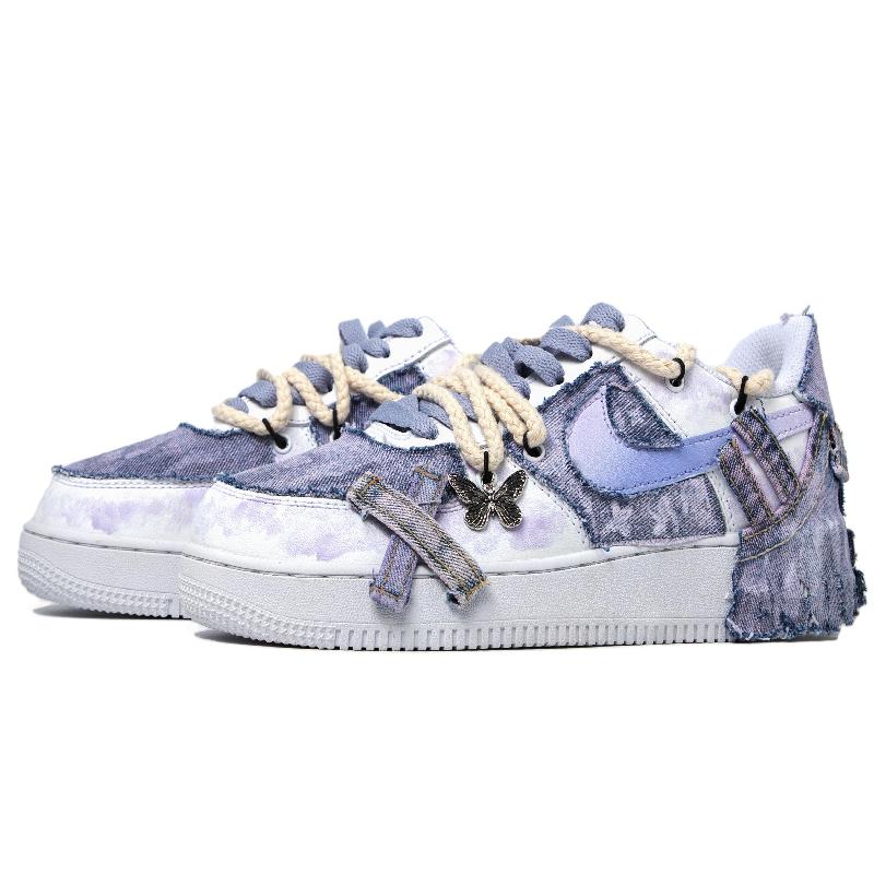 [Custom The female electronic music style is making a comeback in a dreamy purple and white]  Air Force 1 Skateboarding Shoes Unisex