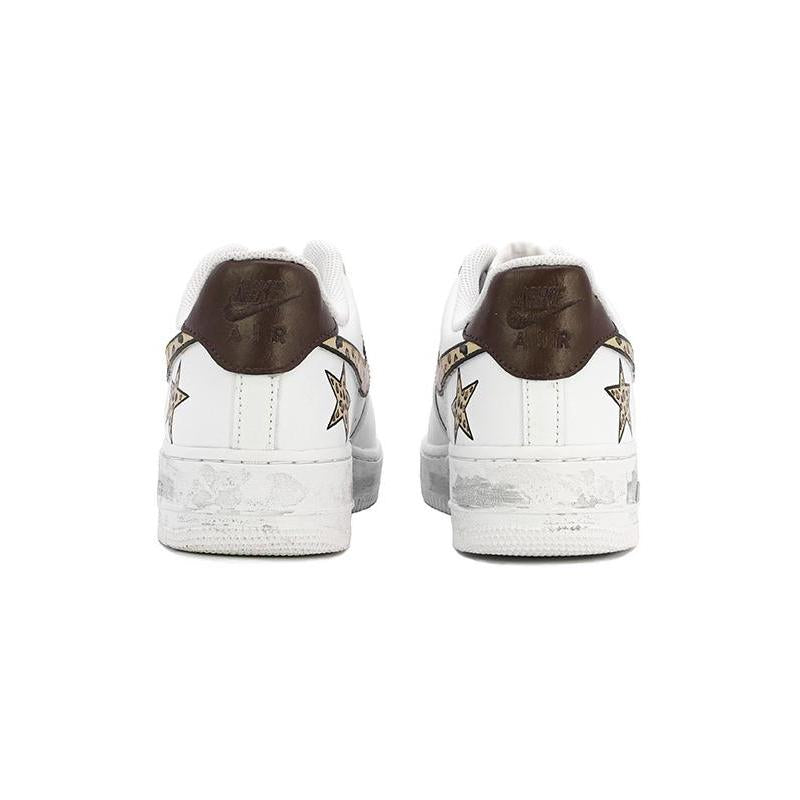 [Custom limited edition white and brown]  Air Force 1 Skateboarding Shoes Unisex