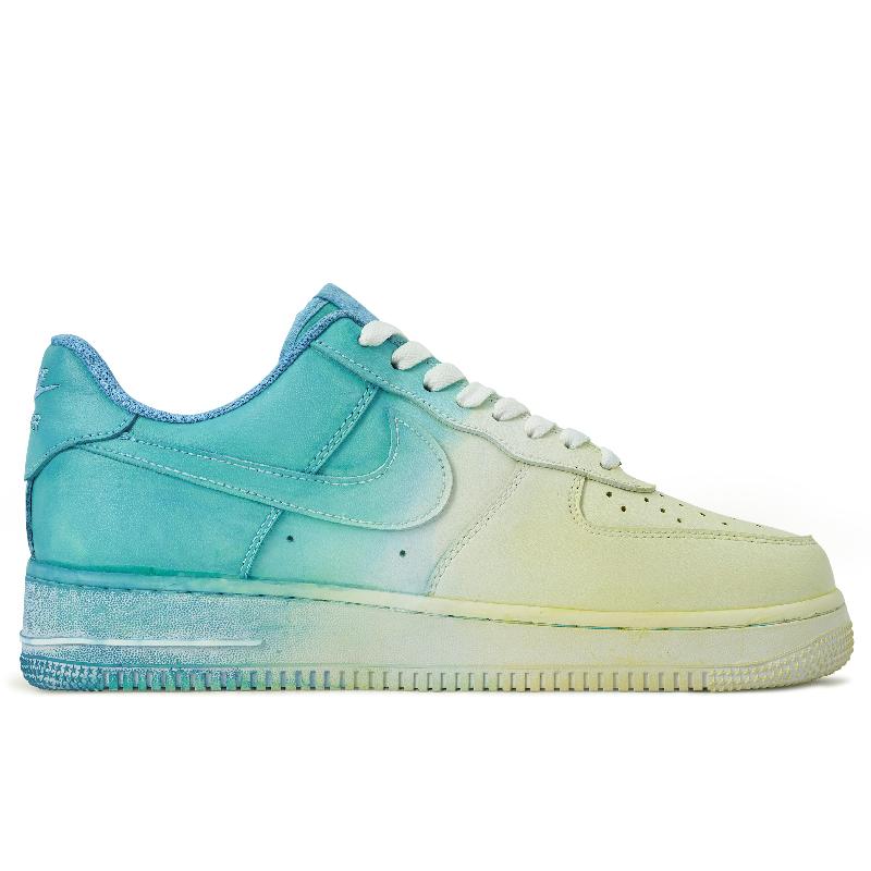 [Custom Female bell fish]  Air Force 1 Skateboarding Shoes Women's Low-top Blue/yellow/white